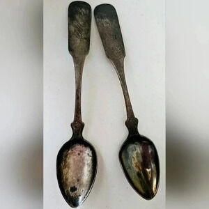 Pair of  Rare Southern Coin Silver teaspoons by Thomas Gowdey